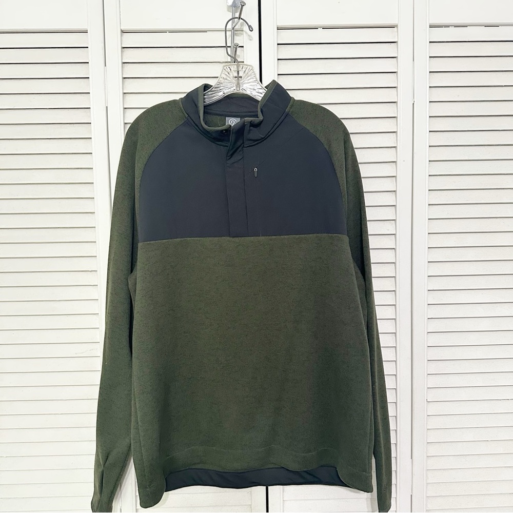 Champion Olive Green Half-Zip Fleece Pullover